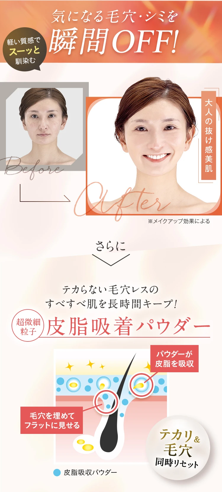 気になる毛穴・シミを瞬間OFF